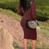 Square Neck Long Sleeve Midi Dress MZ-2832