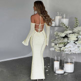 Backless Halter Hollow Out Maxi Dress BLG-D3813984A