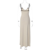 Sexy V Neck Backless Sling Maxi Dress BLG-D3512743K