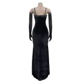 Solid Hot Drilling Tube Tops Maxi Dress BY-6786