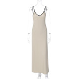 Sexy V Neck Backless Sling Maxi Dress BLG-D3512743K