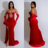 Solid Hot Drilling Tube Tops Maxi Dress BY-6786