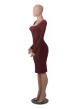 Square Neck Long Sleeve Midi Dress MZ-2832
