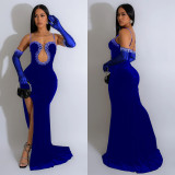 Solid Hot Drilling Tube Tops Maxi Dress BY-6786