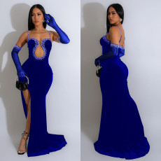 Solid Hot Drilling Tube Tops Maxi Dress BY-6786