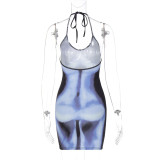 U Neck Tie Up Sexy Mini Dress BLG-D2810064K