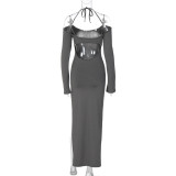 Sexy Halter Backless Split Maxi Dress BLG-D3713464K