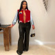 Embroidered Color Block Spliced Baseball Jacket MDF-5390