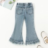 Kids Girl Fashion Tassel Flare Jeans YKTZ-2019