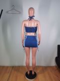Sexy Halter Wrap Chest And Bandage Skirt 2 Piece Set BS-1359