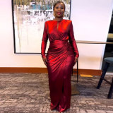 Slim V Neck Hollow Out Maxi Dress NY-3101