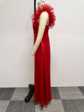 Sexy Single Shoulder Big Swing Maxi Dress NY-10679