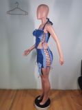 Sexy Halter Wrap Chest And Bandage Skirt 2 Piece Set BS-1359