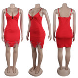 Hot Drilling Bow Split Sling Mini Dress NY-2995
