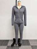 Long Sleeve Stripe Hooded Two Piece Pants Set NY-10677
