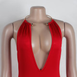 Sexy Deep V Neck Backless Split Maxi Dress NY-10678