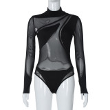 Mesh Patchwork See Through Bodysuit BLG-P3C15114K
