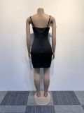 Hot Drilling Bow Split Sling Mini Dress NY-2995