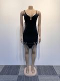 Hot Drilling Bow Split Sling Mini Dress NY-2995