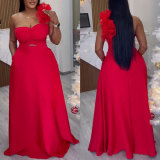 Sexy Single Shoulder Big Swing Maxi Dress NY-10679