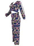 Fashion Print V Neck Two Piece Pants Set ZDF-31329