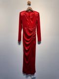 Slim V Neck Hollow Out Maxi Dress NY-3101