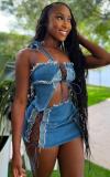 Sexy Halter Wrap Chest And Bandage Skirt 2 Piece Set BS-1359
