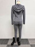 Long Sleeve Stripe Hooded Two Piece Pants Set NY-10677
