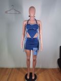 Sexy Halter Wrap Chest And Bandage Skirt 2 Piece Set BS-1359