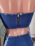 Sexy Halter Wrap Chest And Bandage Skirt 2 Piece Set BS-1359