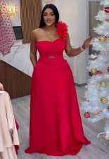Sexy Single Shoulder Big Swing Maxi Dress NY-10679
