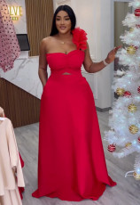 Sexy Single Shoulder Big Swing Maxi Dress NY-10679