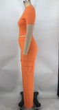 Solid Color Short Sleeve Pants Loose 2 Piece Set XMY-9469