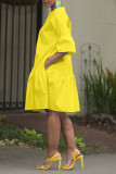 Solid Color Flare Sleeve Midi Dress OD-8584