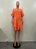 Solid Color Flare Sleeve Midi Dress OD-8584