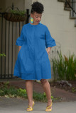 Solid Color Flare Sleeve Midi Dress OD-8584