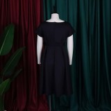 V-neck Solid Color Waisted Bow Tie Midi Dress GATE-A2-D3027C