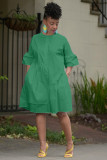 Solid Color Flare Sleeve Midi Dress OD-8584