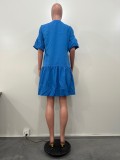 Solid Color Flare Sleeve Midi Dress OD-8584