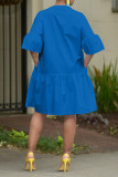 Solid Color Flare Sleeve Midi Dress OD-8584