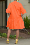 Solid Color Flare Sleeve Midi Dress OD-8584