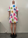Casual Print Flare Sleeve Midi Dress OD-8590