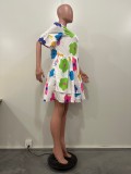 Casual Print Flare Sleeve Midi Dress OD-8590