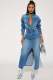 Fashion Single Breasted Split Denim Dress LX-3566