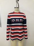 Stripe Letter Print Long Sleeve Sweatshirts LSD-1654