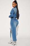 Fashion Single Breasted Split Denim Dress LX-3566