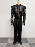 See Through Lace Wide Leg Jumpsuit NY-10682