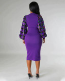 Casual Color Block Sequin Midi Dress BDF-7079