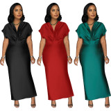 Sexy V-neck Short Sleeve Slim Dress YF-10697