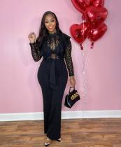 See Through Lace Wide Leg Jumpsuit NY-10682